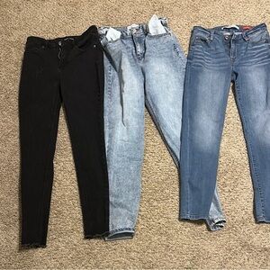 Stylish Women's Jeans Set - Black, Light Blue, Blue bundle.